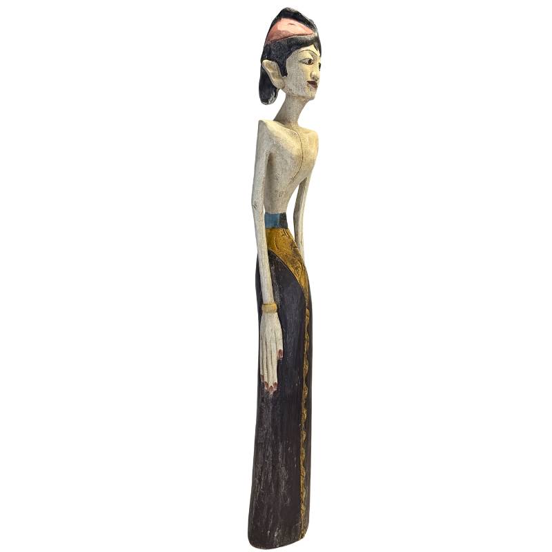 Schweres Paar indonesischer Loro Blonyo-Statuen aus massivem Hartholz (11 kg).
