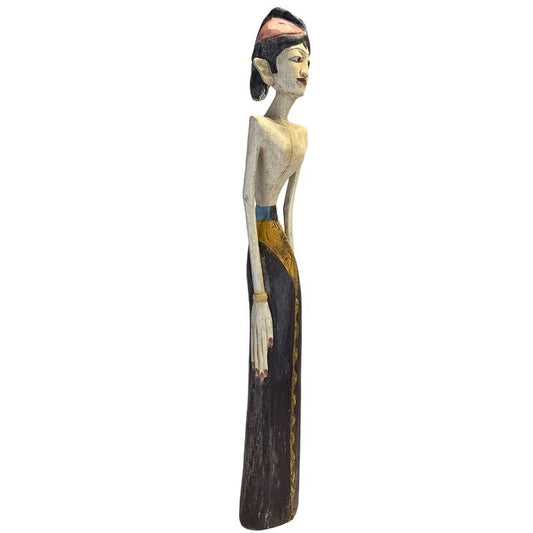 Schweres Paar indonesischer Loro Blonyo-Statuen aus massivem Hartholz (11 kg).