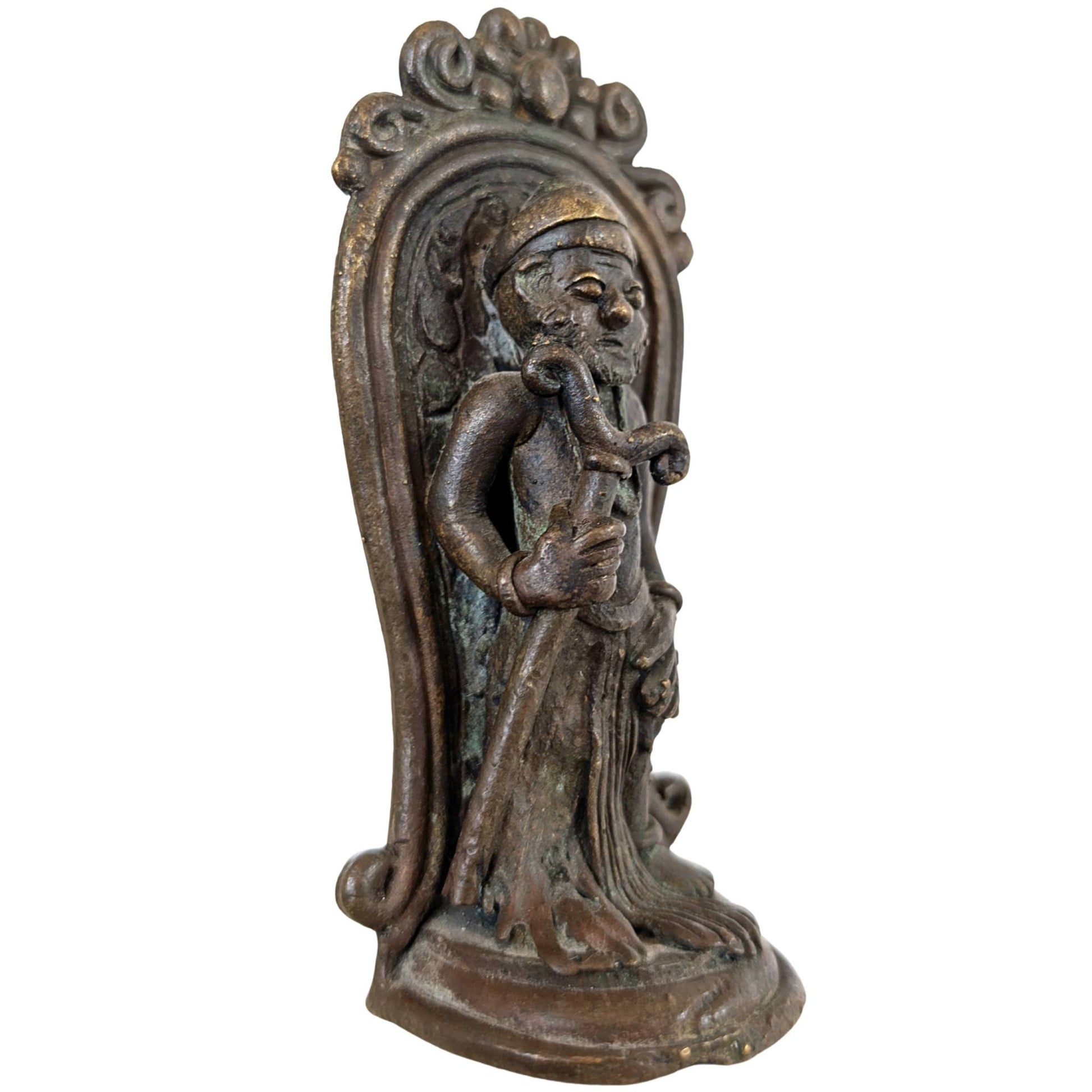 Dreiviertelansicht des javanischen Schutzgottes Semar aus massiver Bronze.
