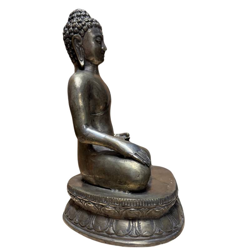 Buddha-Bronzefigur im kaschmirischen Stil, 3,5 kg Gewicht, schwerer Guss, Nordindien.