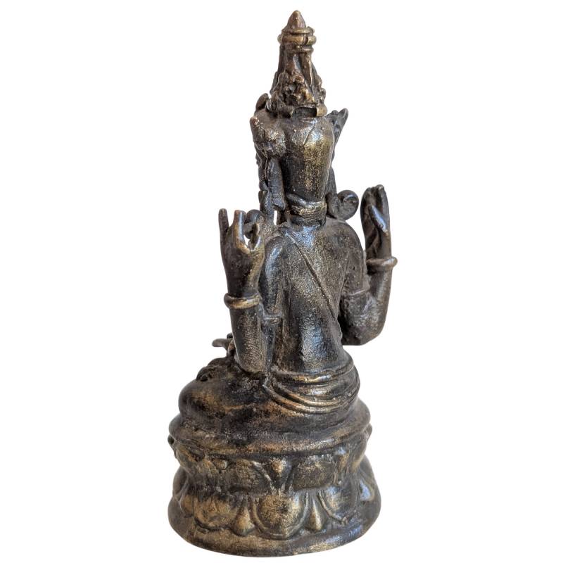 Khmer Lokeshvara in bronzener Meditationspose