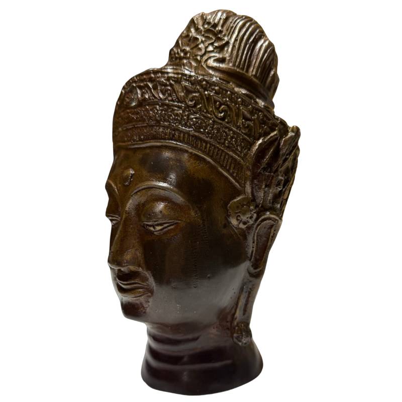 Buddha-Figur im Khmer-Stil aus Bronze mit einer ruhigen, spirituellen Ausstrahlung