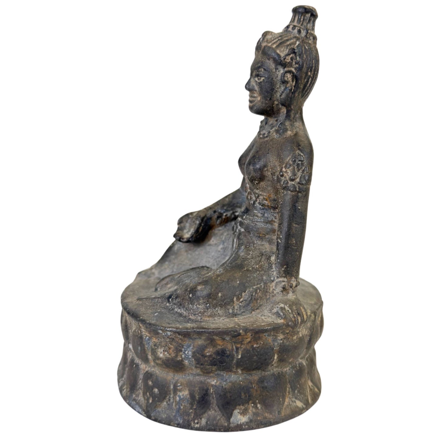 Bronzestatue mit Lotussockel im Khmer-Stil, buddhistische Kunst