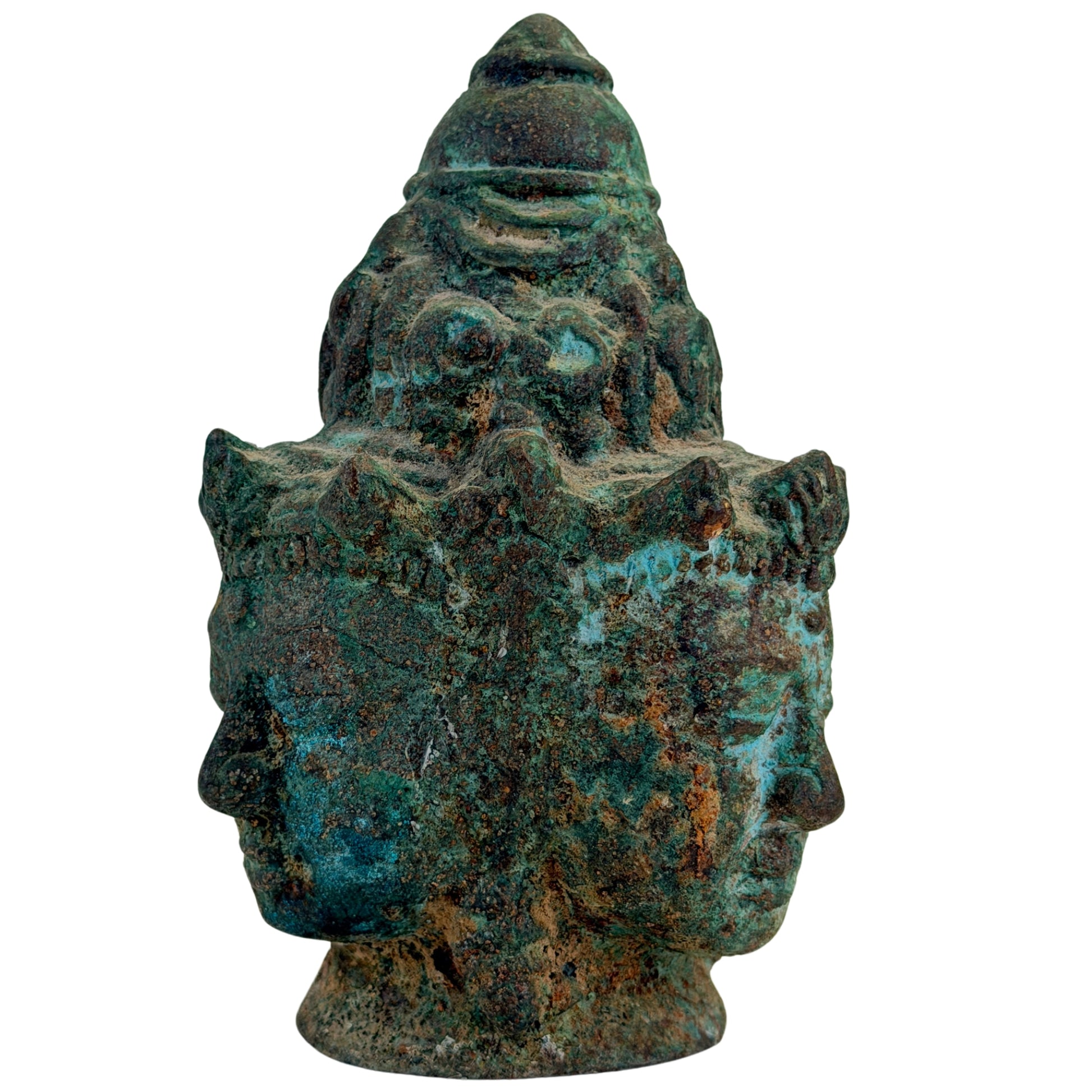Trimurti-Tempelfragment im Khmer-Stil mit drei Gesichtern