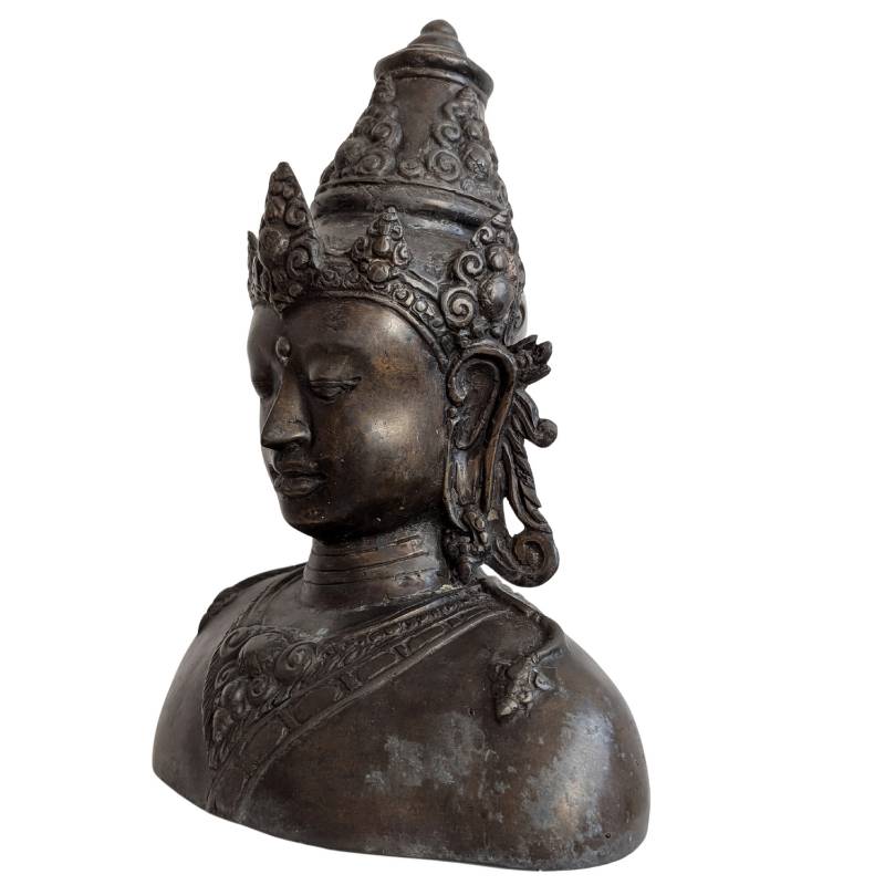 Vorindustrielle Vishnu-Büste aus Bronze, Khmer-Region