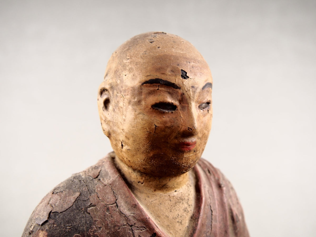 Houten beeld van de Japanse monnik Kobo Daishi

