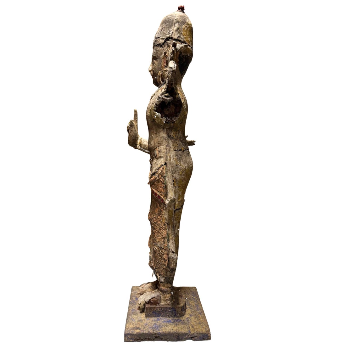 Krishna-Tempelstatue aus dem 18. bis 19. Jahrhundert mit deutlichen Altersspuren