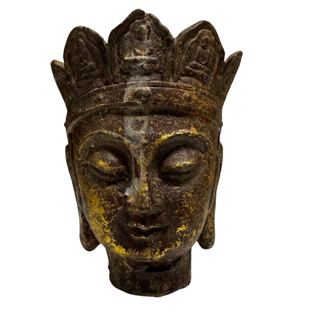 Antiker chinesischer buddhistischer Kopf von Ksitigarbha Dizang Pusa, Andachtsfragment