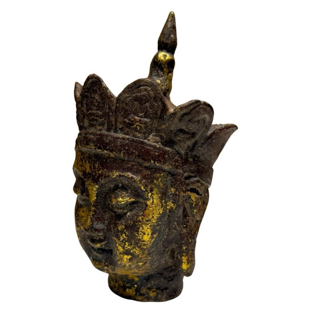 Antike buddhistische Köpfe von Ksitigarbha Dizang Pusa mit Resten der ursprünglichen Vergoldung