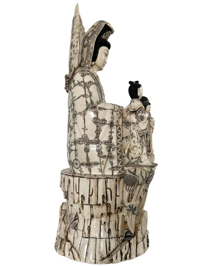 Große antike Kwan Yin‑Statue aus dem 19. Jahrhundert China