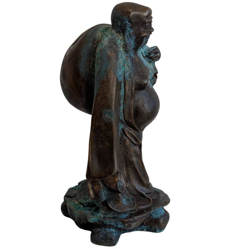 Chinesische Buddha-Statue aus Bronze mit rundem Bauch