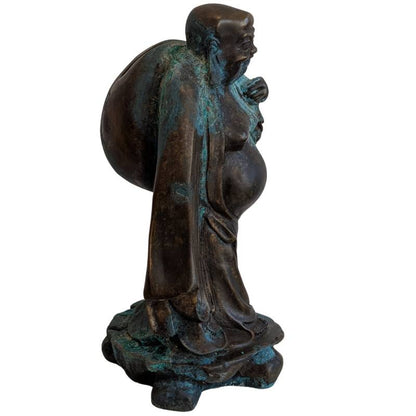 Chinesische Budai-Statue aus Bronze mit rundem Bauch