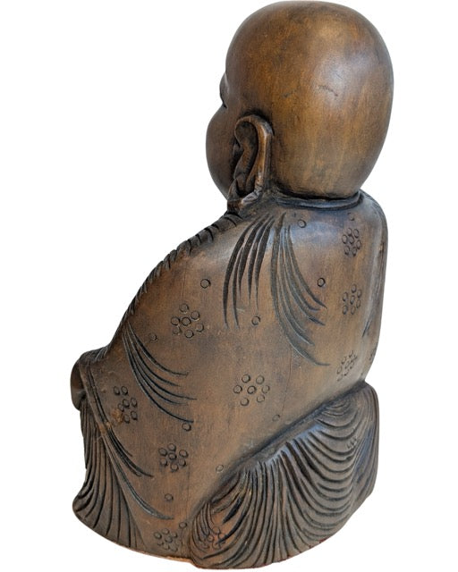 Holzschnitzerei des Lachenden Buddha Budai aus China