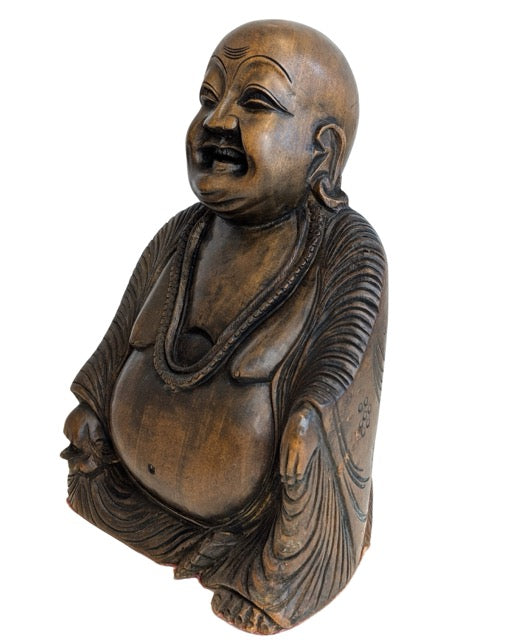 Chinesische Holzstatue des Lachenden Buddha Budai