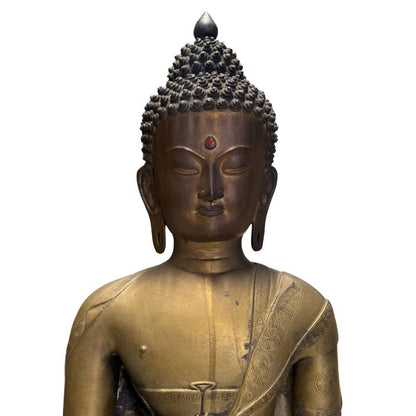 Ladakh Buddha Statue feuervergoldet mit originaler Tempelbasis