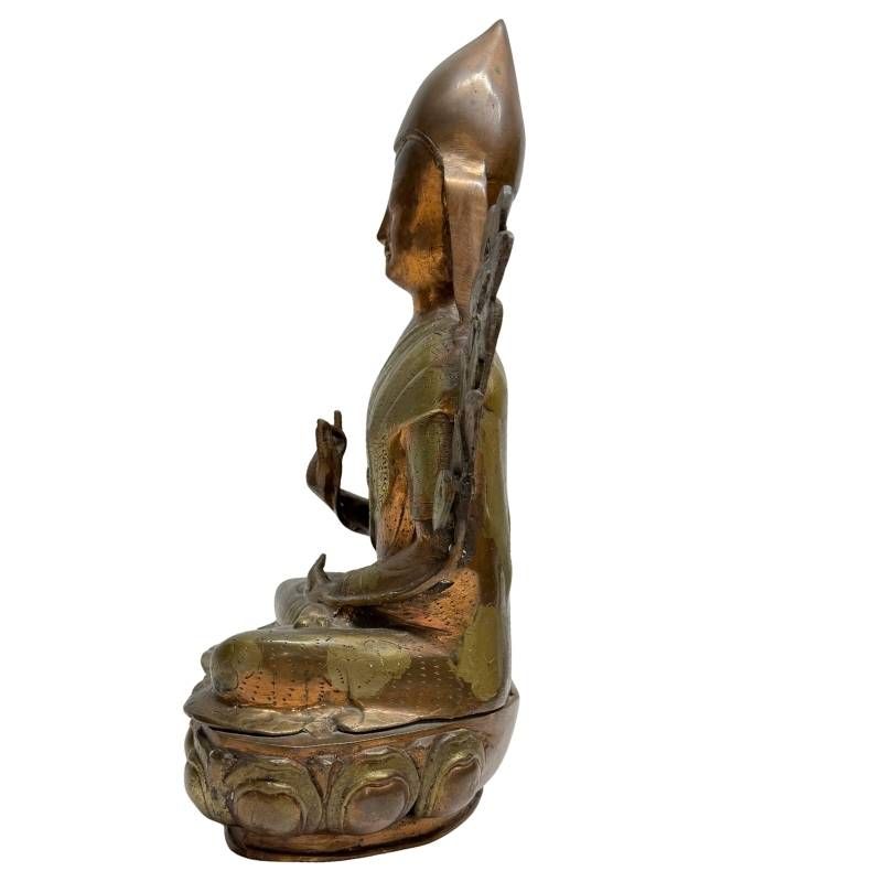 Antike Statue des Tsongkhapa Lama aus Ladakh mit vergoldeter Ormolu-Oberfläche