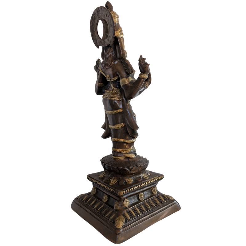 Bronzestatue der Göttin Lakshmi, Indien, Hinduistische Lotus-Skulptur
