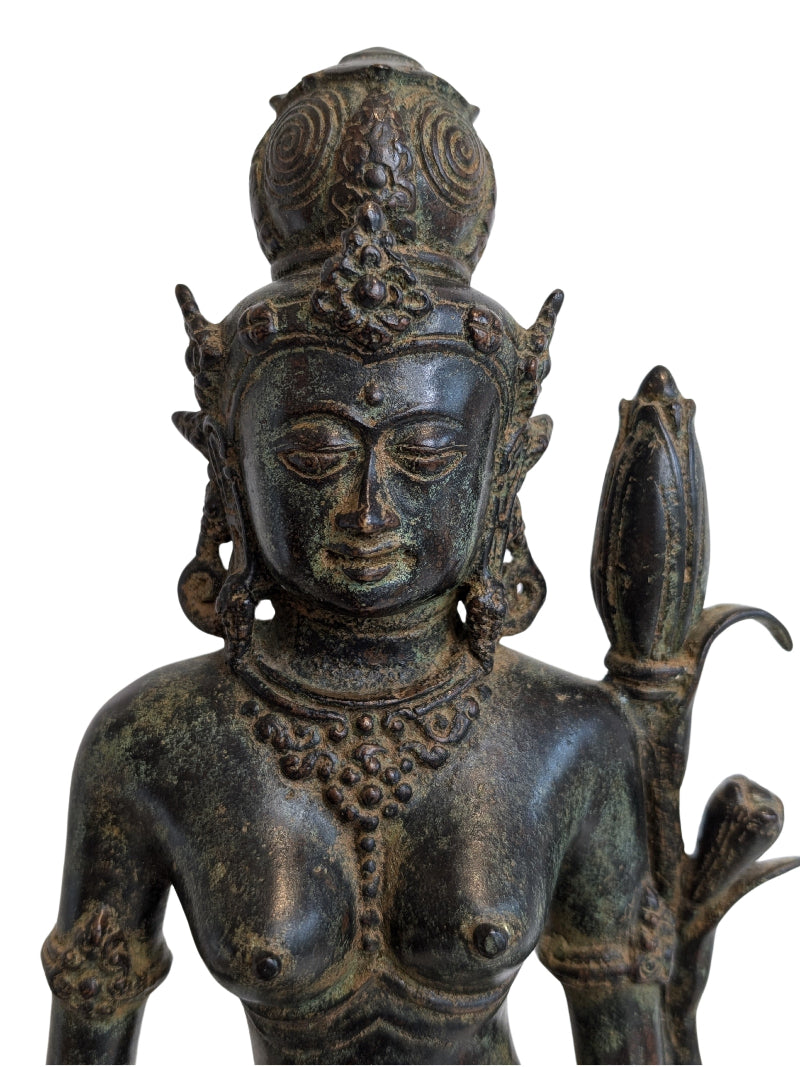 Bronzene Lakshmi-Sri-Devi-Göttin aus Südindien, 17. Jahrhundert