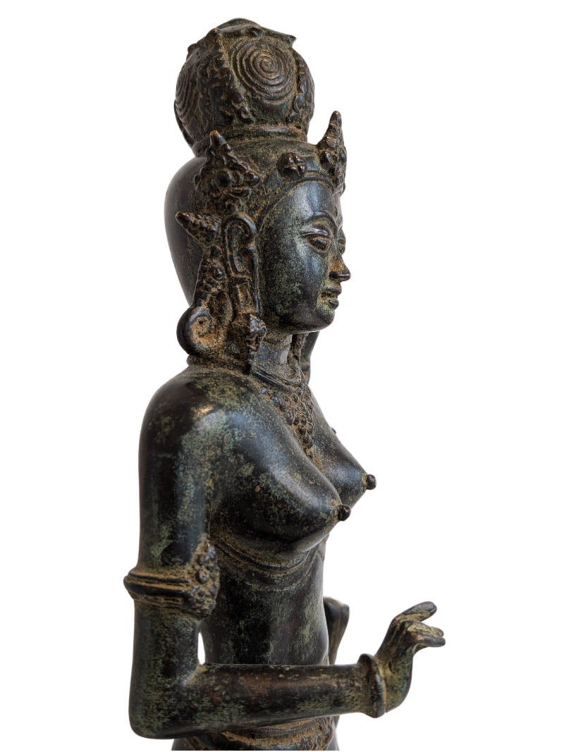 Südindische Bronzeskulptur von Lakshmi Sri Devi