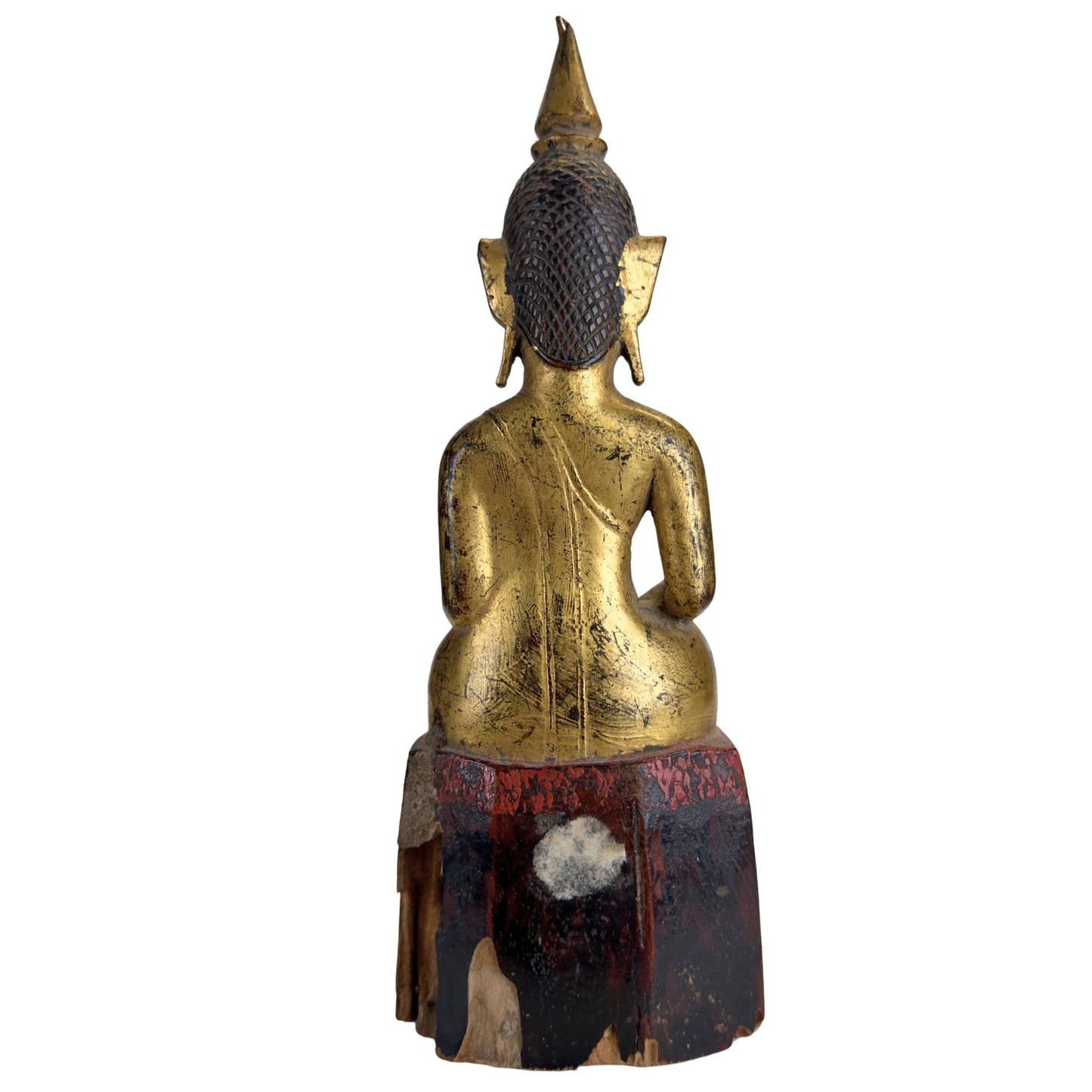 Lanna Buddha in Bhumisparsha Mudra, wobei die rechte Hand als Zeichen der Erleuchtung die Erde berührt.