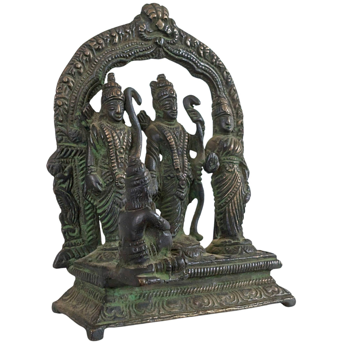 Detail von Lord Rama, Sita und Lakshmana aus handgegossener Bronze