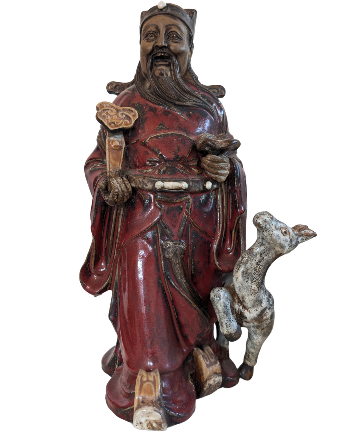 Lu ist mit einem Ruyi-Zepter und einem handgeformten Hirsch, einem Rangsymbol, dargestellt.