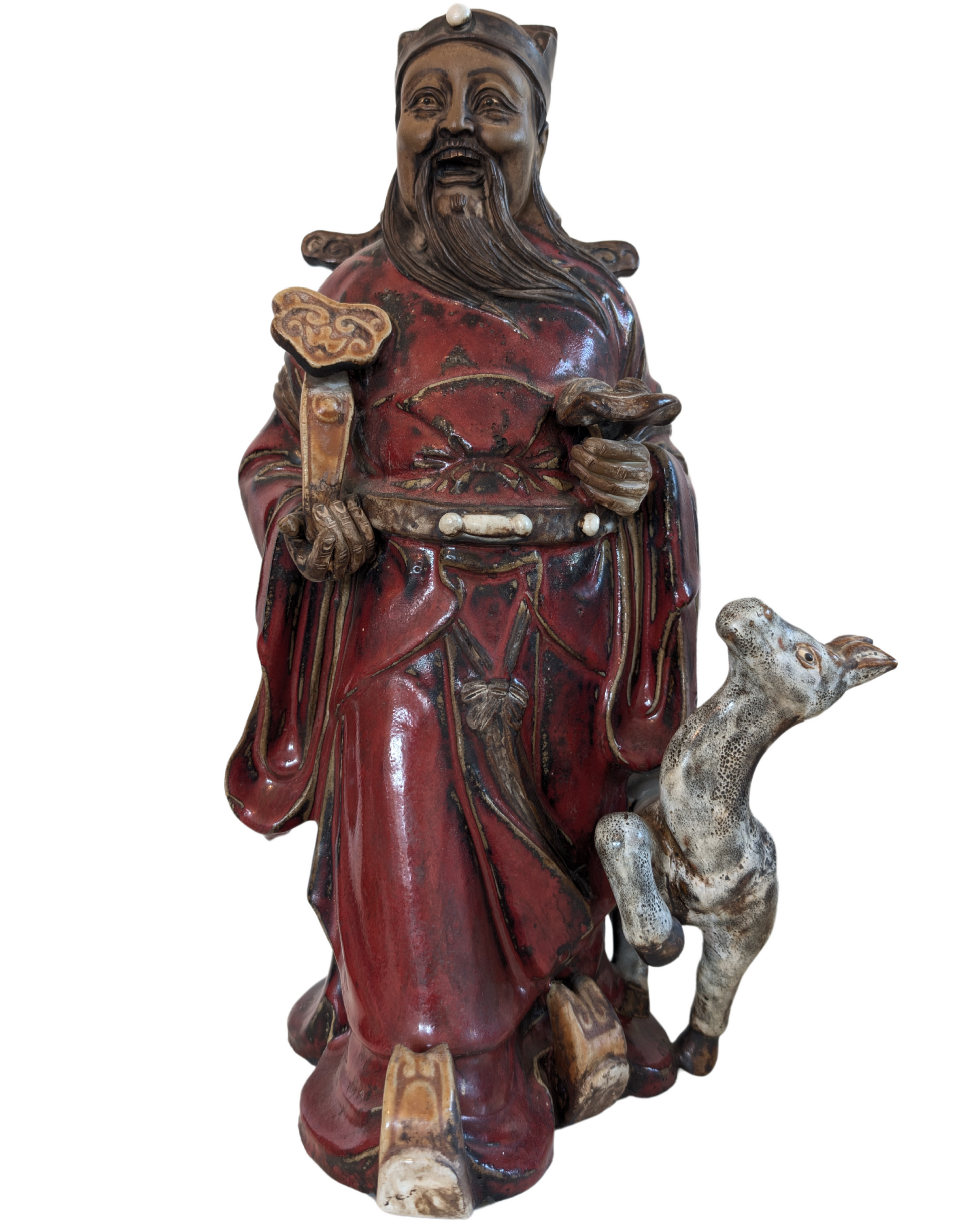 Lu ist mit einem Ruyi-Zepter und einem handgeformten Hirsch, einem Rangsymbol, dargestellt.