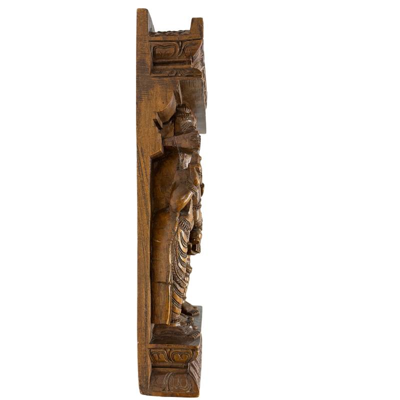 Holztempeltafel aus Madurai mit Meenakshi, Vishnu, Shiva