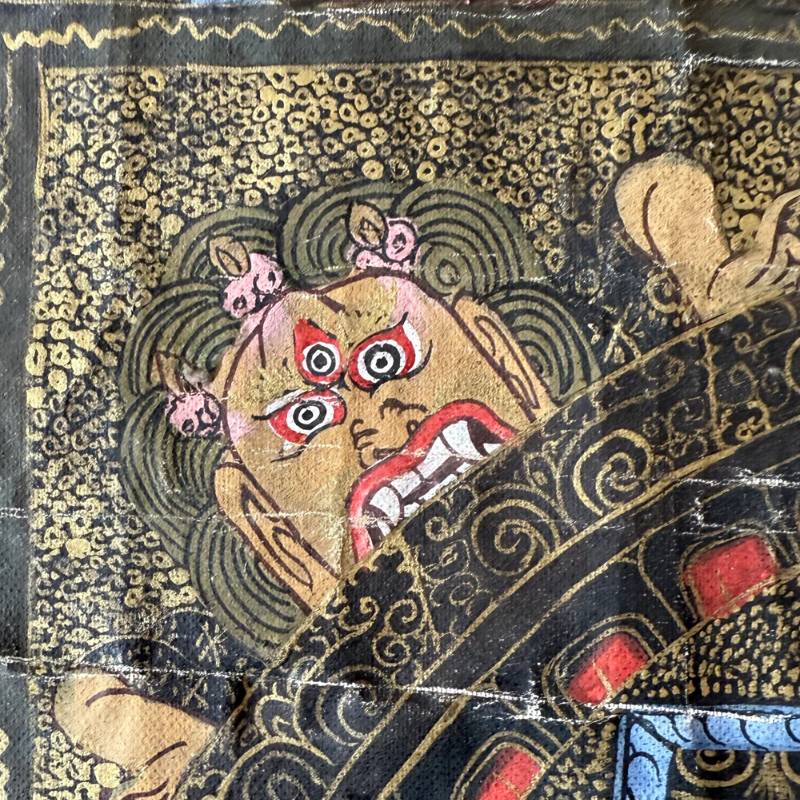 Mandala-Thangka auf Leinwand mit feinen, handgemalten Linien aus Nepal