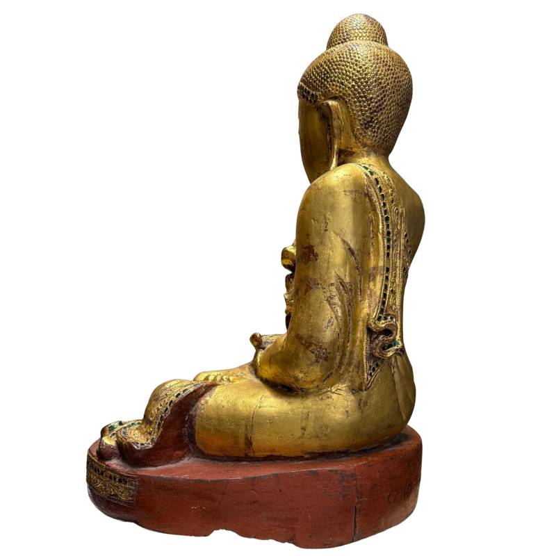 Buddha-Altarstatue aus Mandalay für einen Meditationsbereich, einen ruhigen Wohnraum oder ein spirituelles Interieur