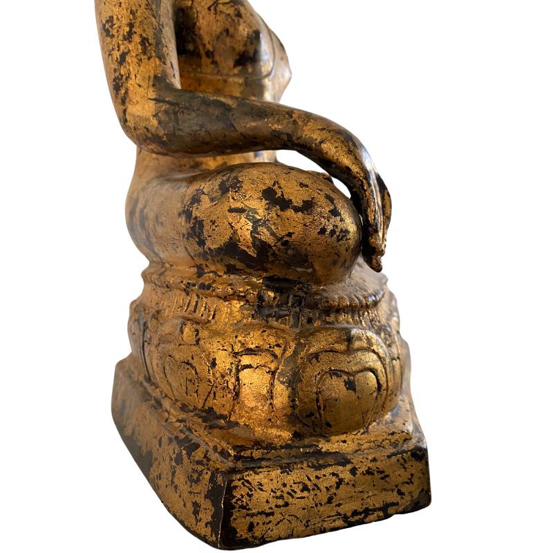 Burmesische Mandalay-Buddha-Statue aus Bronze mit originalem Blattgold, Los 159