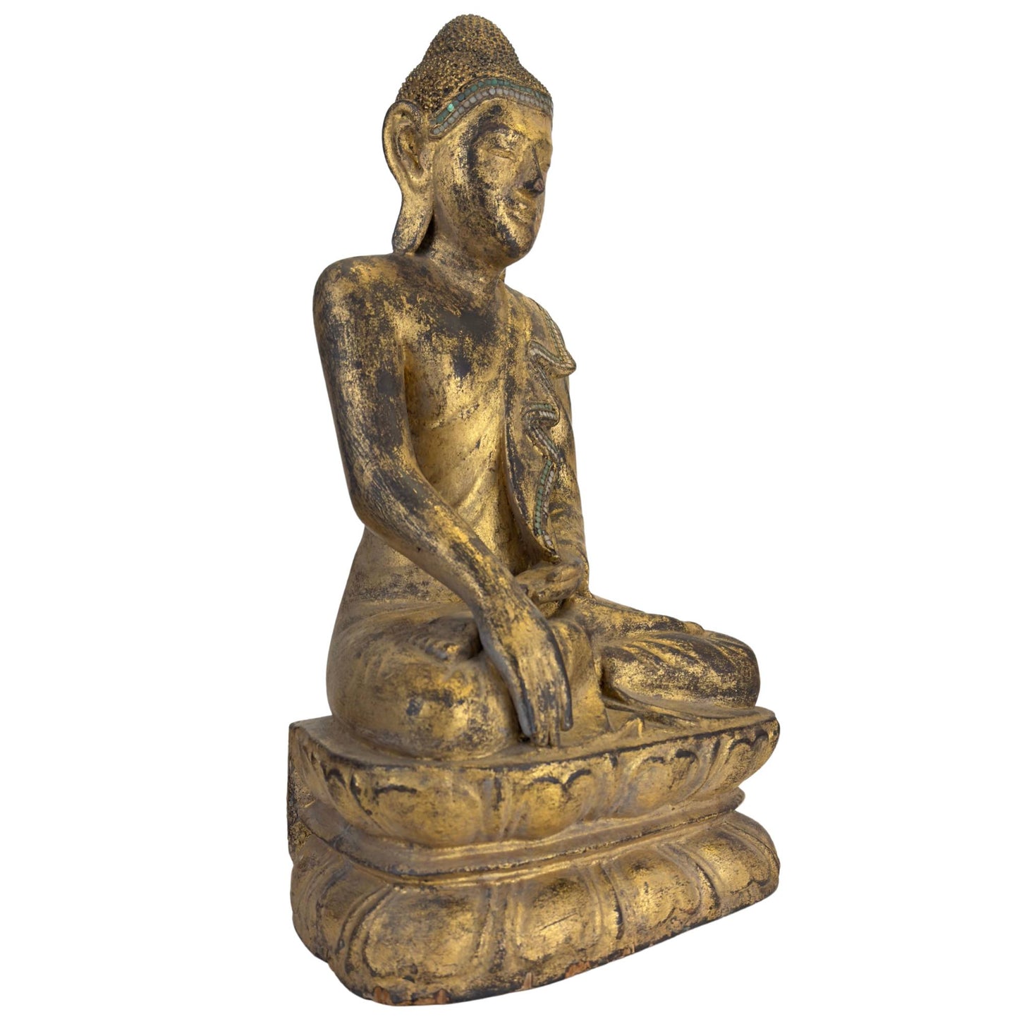 Mandalay-Buddha mit alter, vergoldeter Lackierung