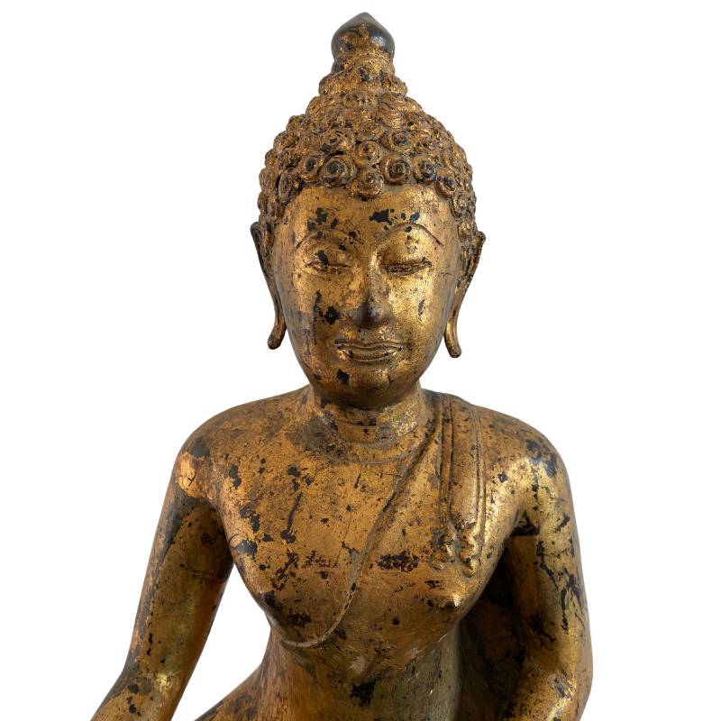 Burmesische Mandalay-Buddha-Statue aus Bronze mit Lack- und Gessoschichten, Los 159