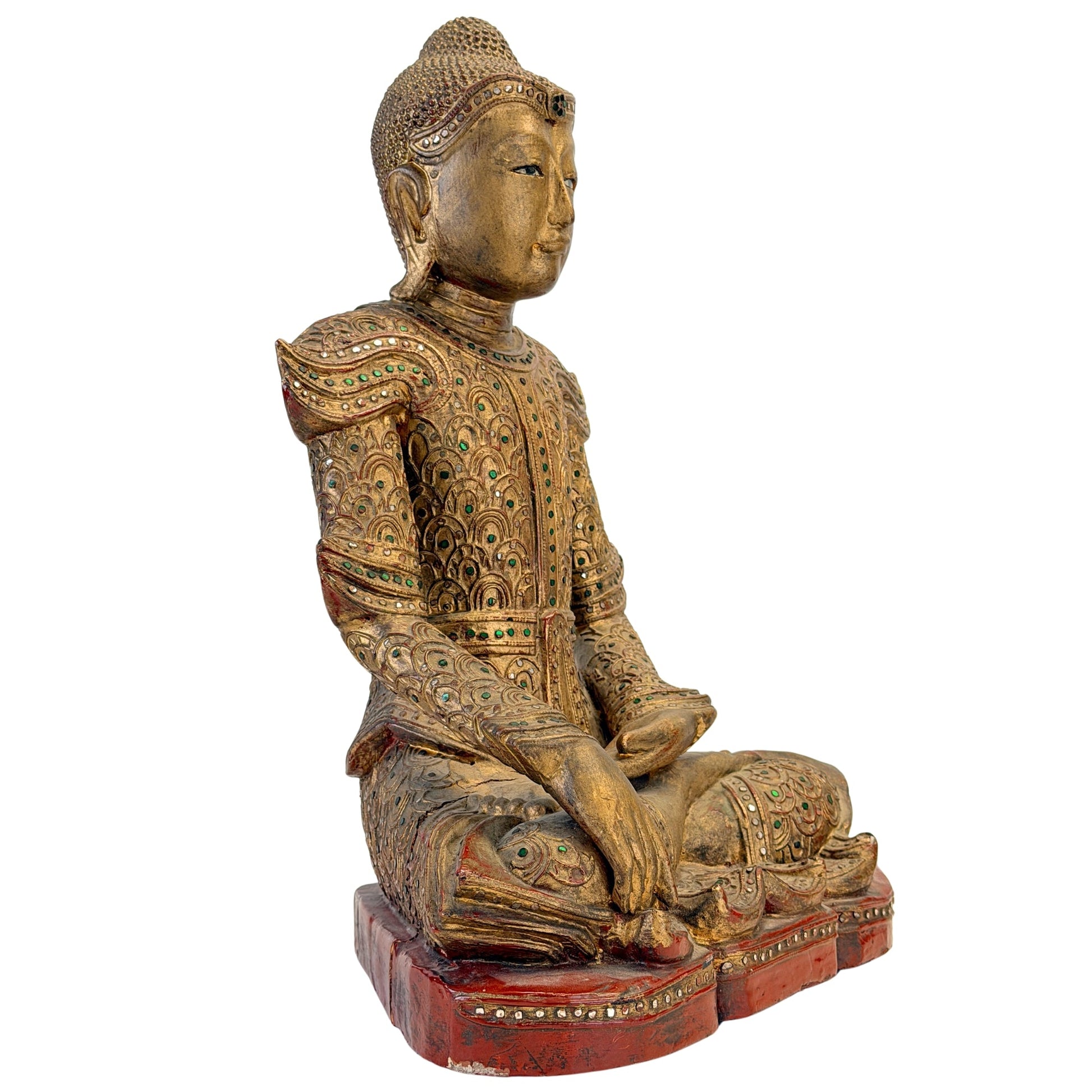 Antiker Jambupati-Buddha im Mandalay-Stil, Dreiviertelansicht rechts, SKU 738