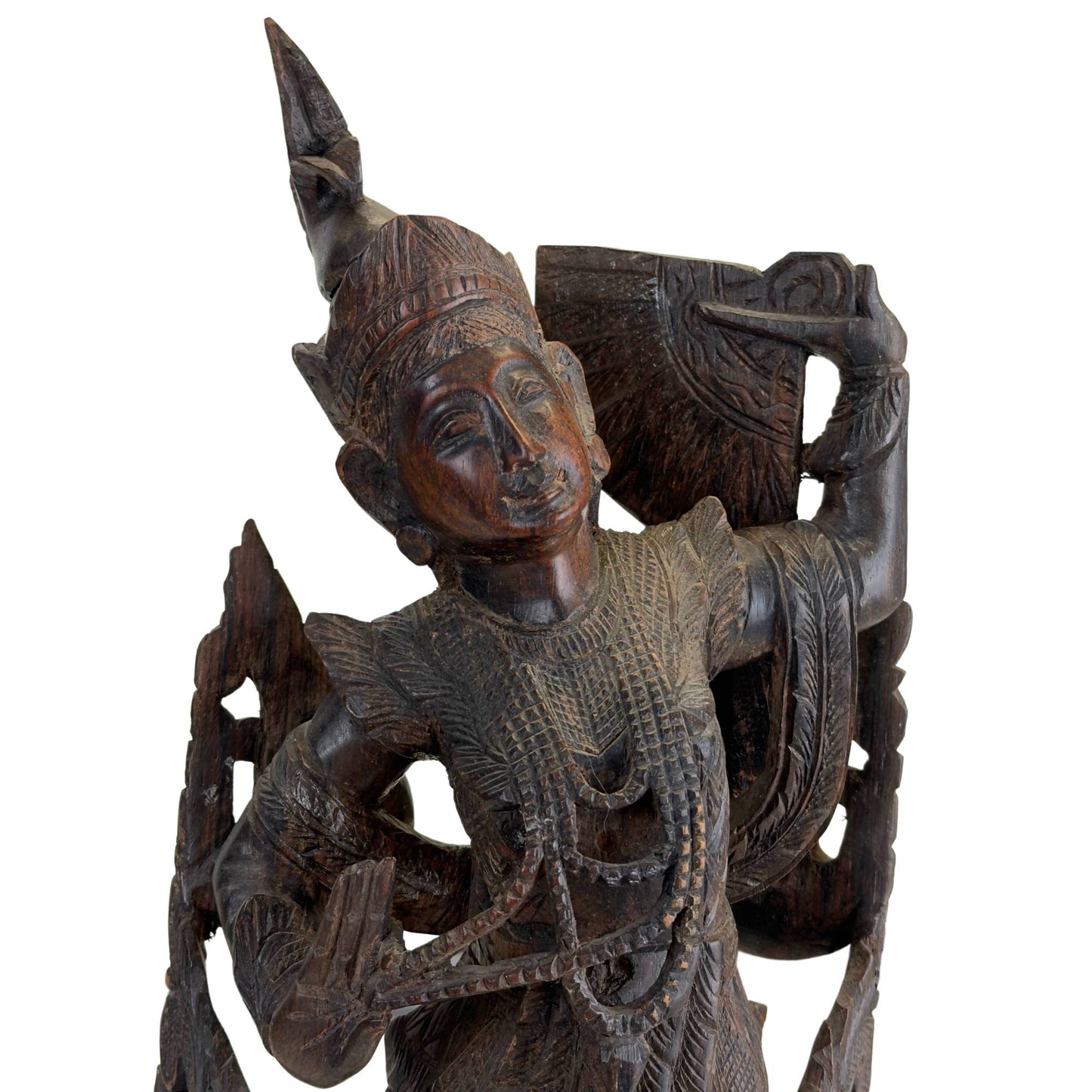 Handgeschnitzter Kinnari aus Holz im Mandalay-Stil