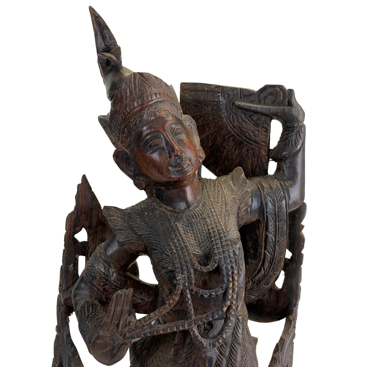 Hand-carved wooden Kinnari in Mandalay style
