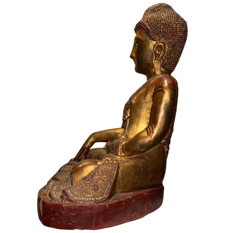 Buddha im Mandalay-Stil für Meditationsraum, Altar oder spirituelles Interieur