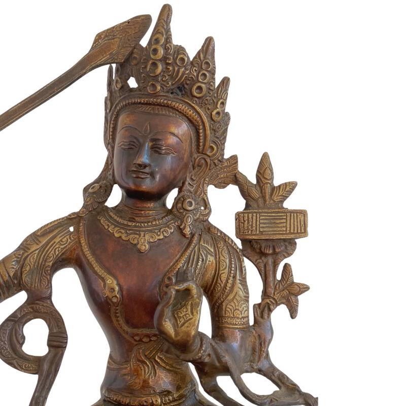 Manjushri-Statue mit Buch der Weisheit und Schwert