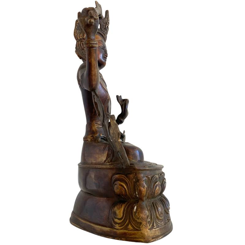 Bronzene Manjushri-Statue mit flammendem Schwert der Weisheit