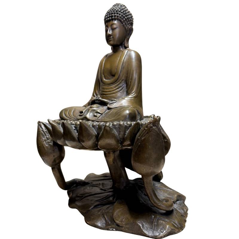 Buddha-Figur aus massiver Bronze für Altar oder Meditationsraum mit friedvoller Ausstrahlung