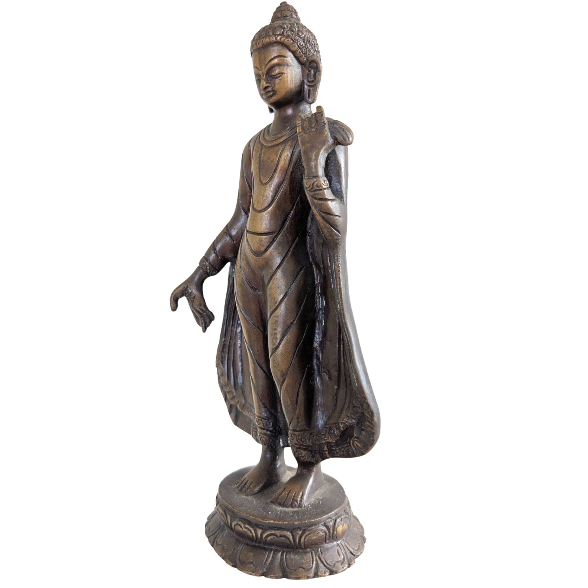 Handgefertigte Buddha-Statue aus massiver Bronze mit einem Gewicht von 1,6 kg.