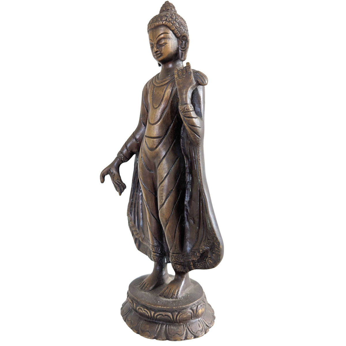 Handmade solid bronze Buddha statue weighing 1.6 kg.