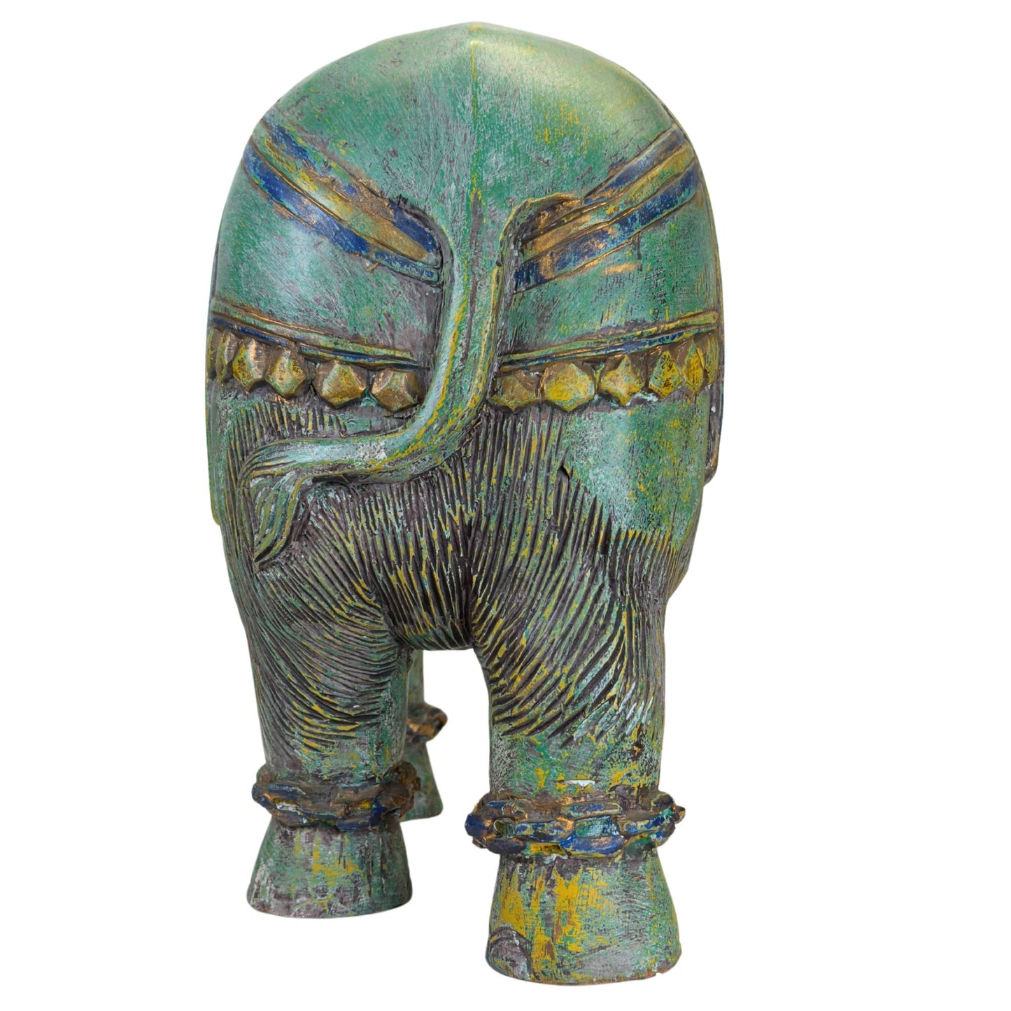 Ein massiver Holzelefant als Symbol für Glück und Wohlstand