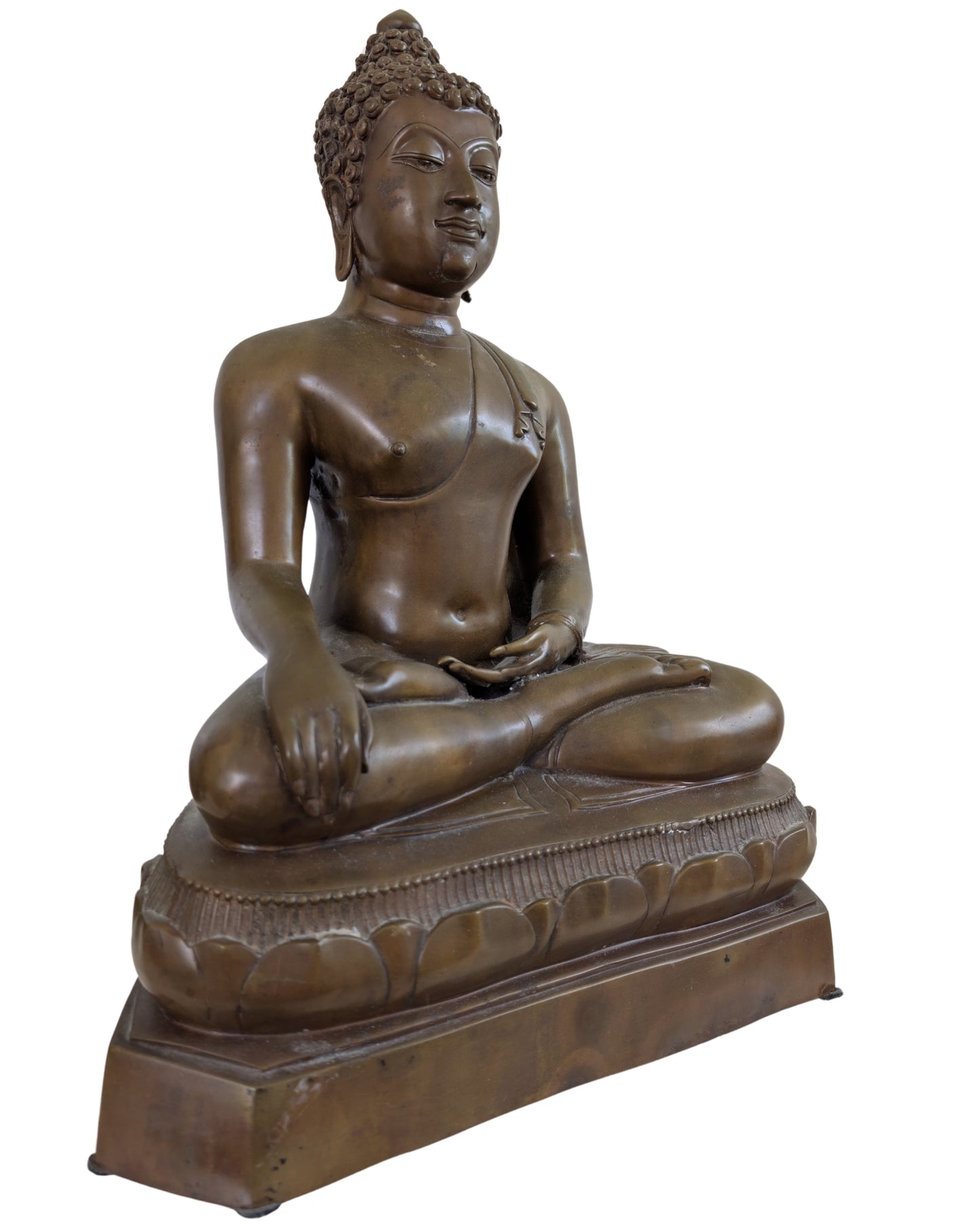 Handgegossene Buddha-Statue aus massivem Messing mit einem Gewicht von 12 kg.