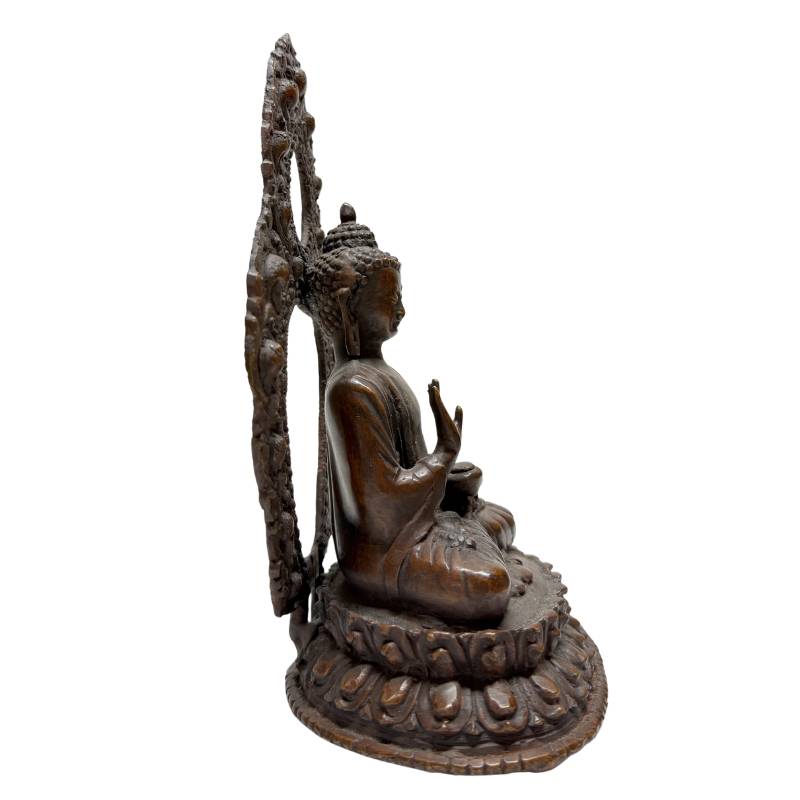 Antike Meditationsbuddha-Figur aus Bronze mit Dhyana Mudra aus der Himalaya-Region