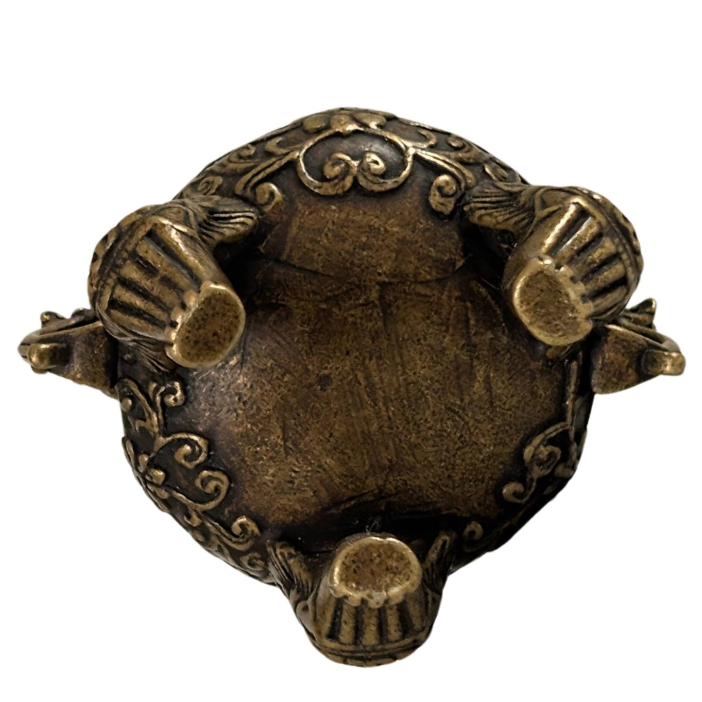 Kleines chinesisches Räuchergefäß aus gegossener Bronze mit einem Drachenkopf als Rauchauslass.