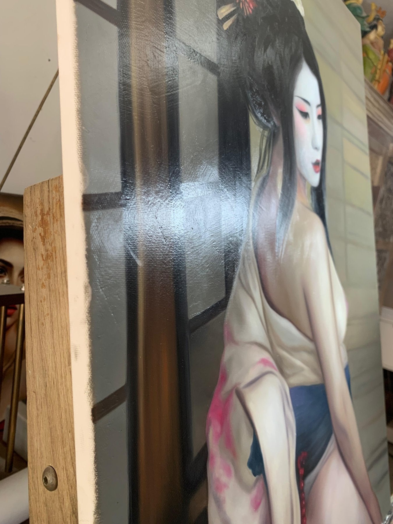 Modernes, realistisches Ölgemälde 70x50 cm auf Holzkeilrahmen