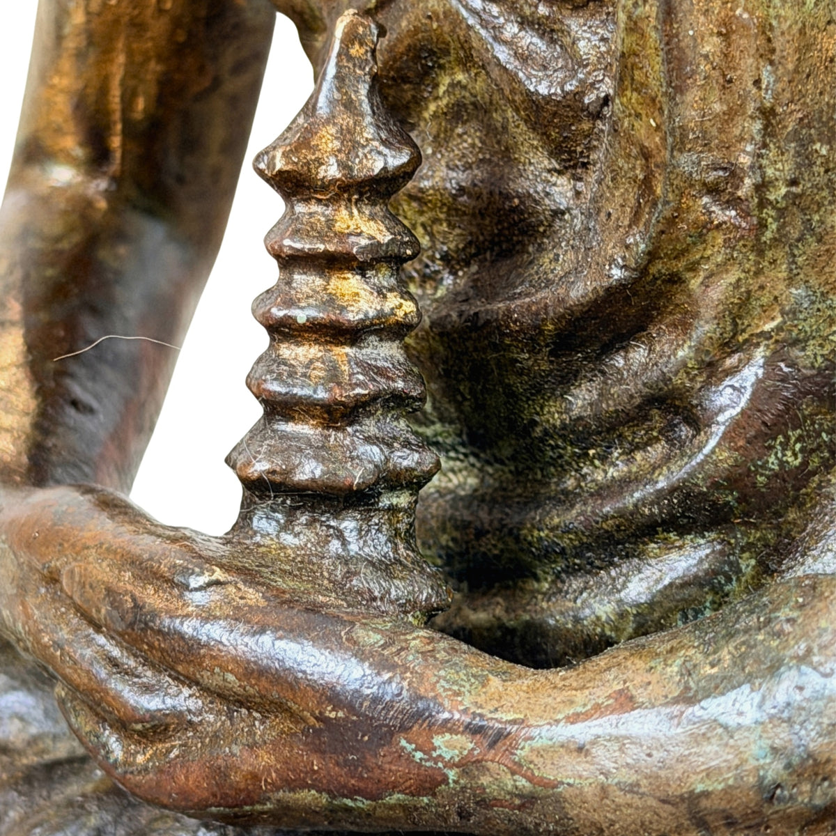 Close-up van hand en stupa