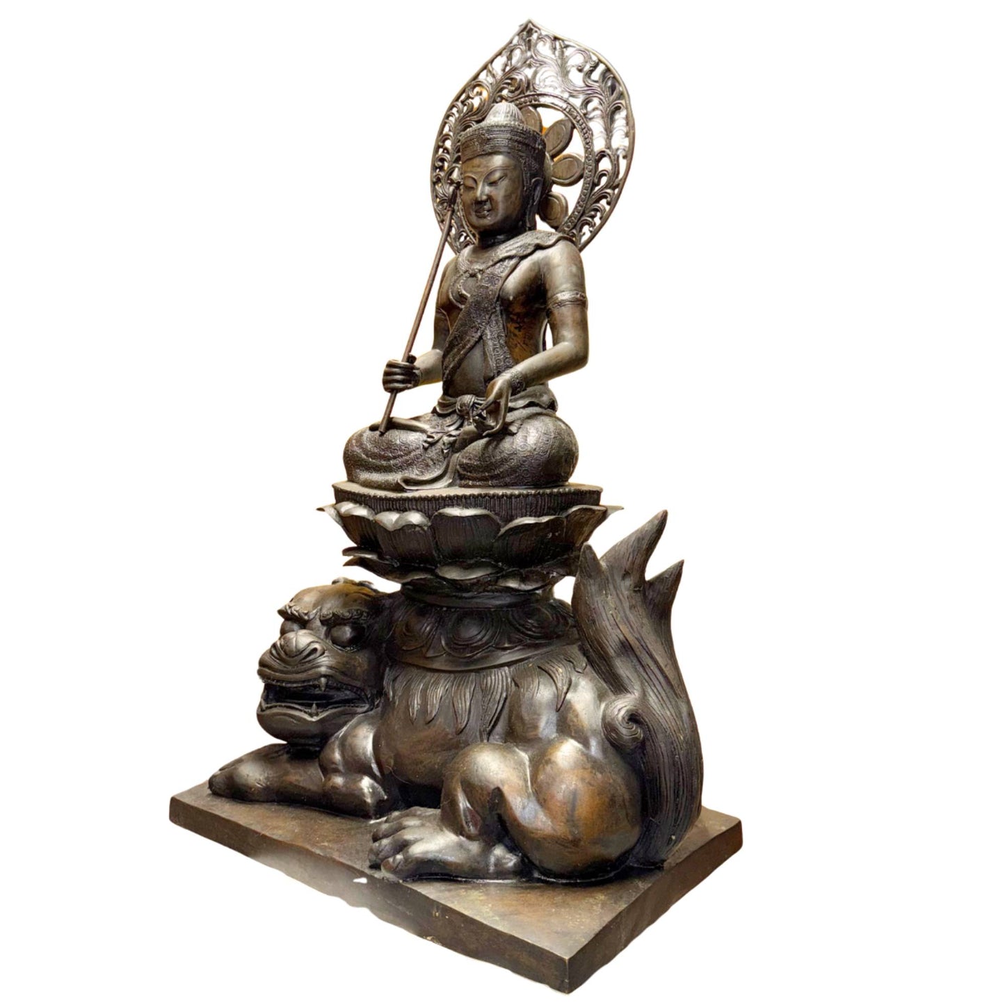 Monumentale chinesische Buddha-Statue aus schwerer Bronze für Eingangsbereich, Büro oder Meditationsraum