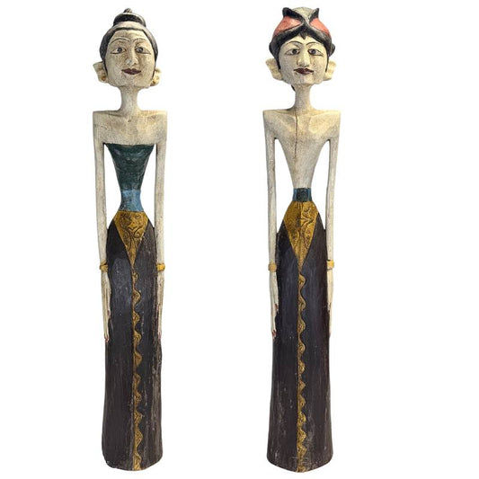 Monumentales Paar javanischer Hochzeitsikonen (Loro Blonyo), 100 cm hoch.
